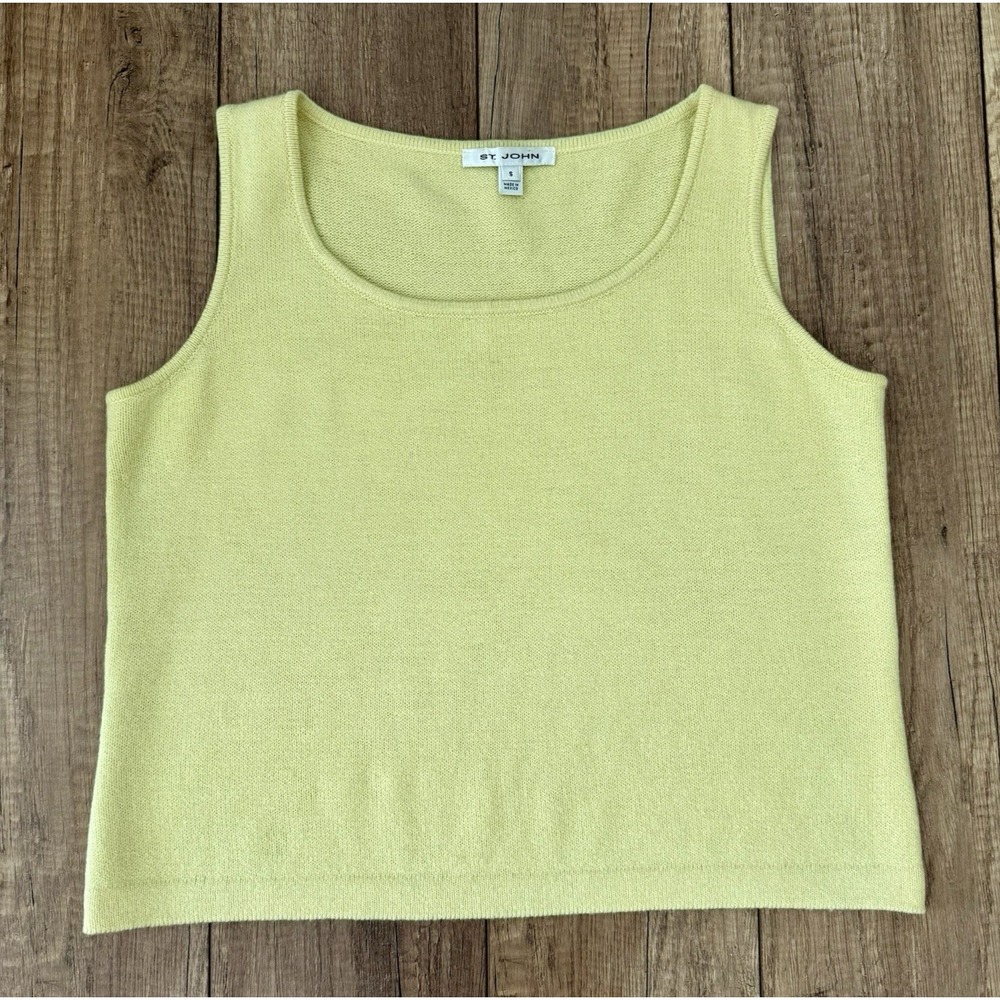 St. John Knit Shell Sweater Top Sz S Lemon Yellow Wool Blend Spring 2008 EUC